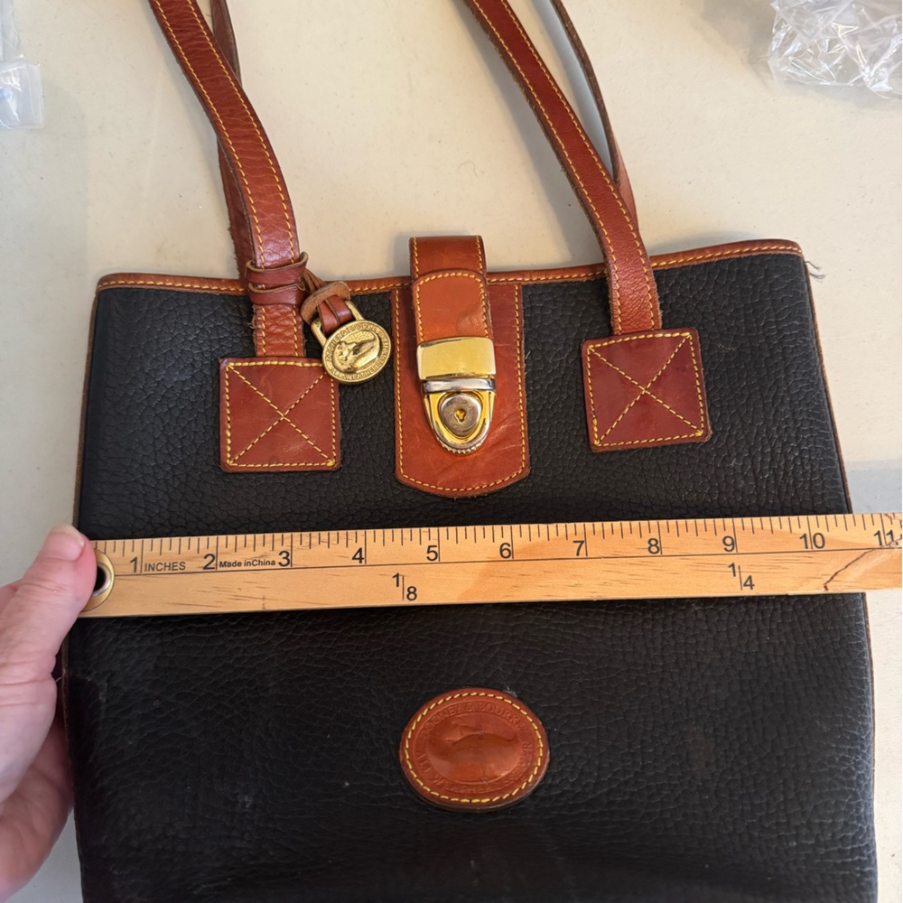 Dooney & Bourke Vintage 1980s Shopper Tote Bucket Bag Brown Canvas & Leather - Picture 12 of 12